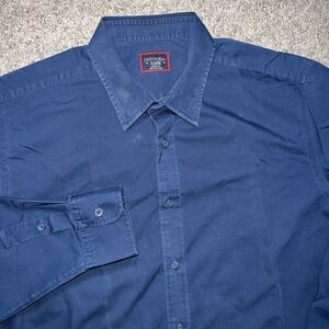 UNTUCKit Shirt Mens XL Navy Blue Castello Slim Fit Wrinkle Free Button Down Top